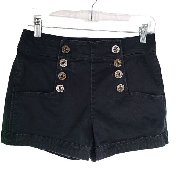 Express High Waisted Nautical Sailor Black Shortie Shorts - Picture 2 of 7